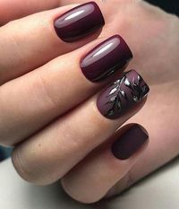 36+ Pretty Trending Fall Nails; coffin nails; Fall gel nail; short burgundy nails; burgundy cute nails; burgundy matte nails; burgundy glitter nails.