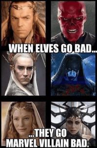 meme about lotr elves' actors playing villains in Marvel movies