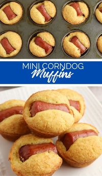 These Mini Corn Dog Muffins are super easy to make, fun to eat and are a delightful twist on the classic corn dog.