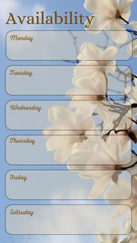 White Flower Theme Weekly Availability