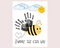 Handprint Art, Handprint Craft, Easter Handprint, Mother's Day Handprint, Bee Handprint, Bumble Bee Handprint, Sweet as can be handprint, bee craft, bee art, bee birthday party, preschool handprint, handprints, preschool art