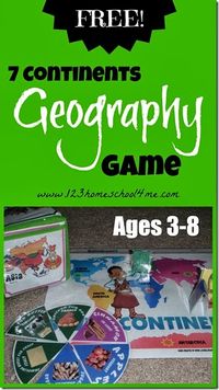 Roll into Geography - FREE printable game to teach preschool and homeschool kindergarten, 1st grade, and 2nd graders about the 7 continents. This game was created to work with How to Make and Apple Pie and See the World book.