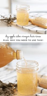 This DIY apple cider vinegar hair rinse will promote shine, cleanse the hair, reduce tangle and so much more! Apple cider vinegar has amazing benefits for the hair and may be just the thing your hair needs. #hairrinse #applecidervinegar #applecidervinegarforhair #homemadeshampoo #homemadehairrinse