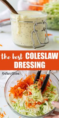 This homemade Coleslaw Dressing is creamy and so easy to make from scratch with just a handful of ingredients. Toss it with fresh shredded cabbage for the best homemade coleslaw, or use it to elevate the flavor of store-bought coleslaw mix. It's also delicious with broccoli slaw or apple slaw!