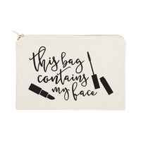 This Bag Contains My Face Cotton Canvas Cosmetic Bag, Toiletry Bag and Travel Makeup Pouch - Bridesm