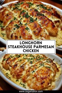 Longhorn Steakhouse Parmesan Chicken is crispy, juicy, and topped with a cheesy Parmesan crust! A flavorful chicken recipe you can easily make at home.