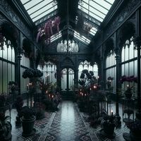 Gothic greenhouse,  gothic plants, plant lover , plant art , wall art , gothic style.  victorian gothic