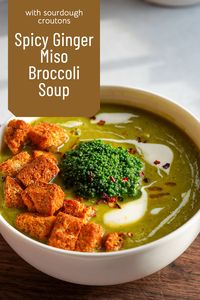 broccoli miso soup. Easy recipe. Comfort food. Ginger soup.