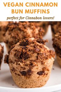 The taste of CINNABON, in a healthy, easy-to-make muffin! The recipe is vegan, whole-grain, oil-free, nut-free. Delicious muffins that will be a family favorite.