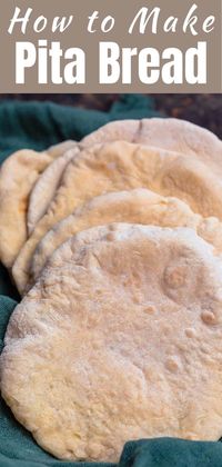 My family's authentic, fool-proof pita bread recipe is easy to make and requires a few ingredients you may already have on hand! Mix up the very simple dough, let it rise, and experience the magic of fresh, warm, perfectly puffy homemade pita bread. Baking and stovetop instructions included!  #pita #pitabread #bread #baking #mediterraneanrecipes #middleeasternrecipes