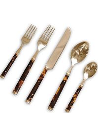 Beatriz Ball Vida Tortoise And Gold 5-Piece Stainless Steel Flatware Set | Dillard's