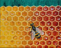 LIMITED TO 50 HIGH QUALITY DIGITAL PRINTS ON 100LB GLOSS COVER PAPER. EACH PRINT HAS A WHITE BORDER AND WILL BE NUMBERED AND SIGNED. Print taken from my original 16x20 acrylic painting of a honey bee on its honey comb.