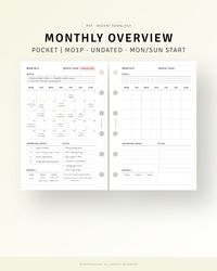 Blank Monthly Calendar Sheet, Productivity Planner with Checklist, Month on 1 Page, Digital Download, PDF, Month At A Glance, Monday Sunday Start, Monthly Budget Tracker  [💡MonthlyJoy's Checkpoint!] 𝑴𝒐𝒏𝒕𝒉𝒍𝒚 𝑷𝒍𝒂𝒏𝒏𝒆𝒓 𝑷𝒐𝒄𝒌𝒆𝒕 𝑷𝒍𝒂𝒏𝒏𝒆𝒓 𝑰𝒏𝒔𝒆𝒓𝒕𝒔. This printable Pocket size Inserts feature see month on only one page!  · Monday, Sunday Start · Goals | Blank Calendar | Important Dates | Budget | To do list | Notes  [📏SIZE] POCKET (3.19 x 4.72 inches)