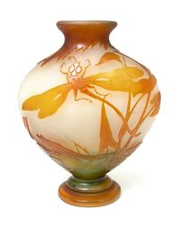 Dragonfly and waterlily vase by Emile Gallé. The importance of dragonflies in French cameo glass...