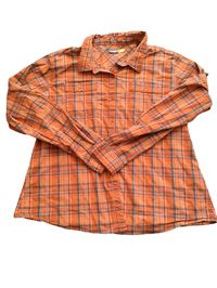 cabelas mens orange long sleeve button down plaid shirt size 2xl length 26 armpit to armpit 22 *2194