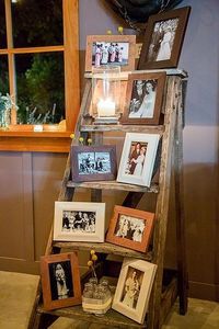 great vintage wedding decor ideas with ladders and old photos