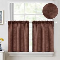 Cafe Curtains 24 Inch Length Half Window Curtain Farmhouse Short Linen Semi Sheer Curtains for Kitchen Bathroom Basement Small Window, Rod Pocket Tier Curtains 2 Panels W26XL24, Chocolate Brown READY MADE: Package contains 2 panels tier curtains, each panel measures W26''xL24'', each set W52''xL24'' (measured from the top edge of the rod pocket to the bottom). And 3'' rod pocket opening fits most curtain rods less than 1.8'' in diameter. LINEN TEXTURE: Made of premium linen blend fabric for a so