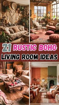 Discover 21 rustic boho living room ideas that blend cozy charm with free-spirited decor. From earthy tones to natural textures, these spaces create a warm and inviting vibe perfect for relaxing. Explore ways to mix vintage pieces, woven accents, and eclectic furniture for a stylish boho look.