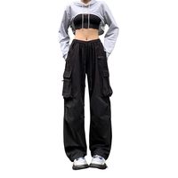 PRICES MAY VARY. Cargo pants women are made of full cotton, the fabric is soft, breathable and skin-friendly, both trendy and comfortable. Y2k pants features multi-pocket, elastic waist with drawstring and solid color. The combination of Harajuku style and y2k style parachute pants makes you instantly attract attention. Cargo pants women baggy y2k suitable for spring, summer, autumn and winter can be easy-matching with vest, tank top, crop top, tee-shirt, hoodie, sweatshirt, or jacket you like.