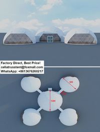 Large dome tent design 10 meter diameter size for glamping site accommodation #DomeDesign #DomeGlamping #DomeSize #GeoDome #8mDome #Dome #Domes #Domo #DomeTent #GeodesicDome