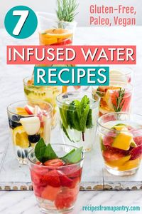 Need a little help drinking water? Then let me show you how to make 7 Infused water recipes with a step-by-step image tutorial!! #infusedwater #infusedwaterrecipe #appleinfusedwater  #orangeinfusedwater #strawberryinfusedwater #detoxwater #flavoredwater