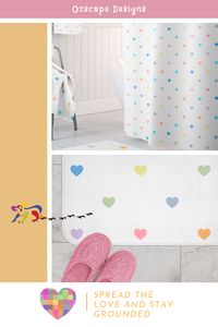 Share your love at Bath time with this cute love heart shower curtain set. Kids bathroom decor is fun and will have your loved ones running for the bath after your bathroom makeover. Take the little ones on an adventure with your new bathroom aesthetic via this loveable shower curtain with matching bath mats & towels set. Inviting new bathroom decor into this small often neglected space is a quick & easy way to freshen up your bathroom color scheme & design. Shop now @ www.ozscapedesigns.com