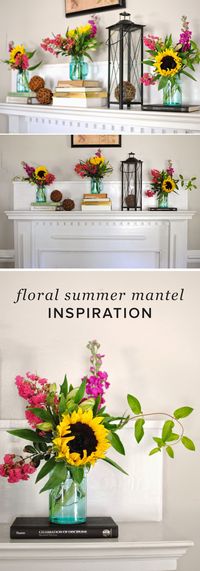 Does your mantel need a fresh dose of summer? Get inspired by this beautiful and vibrant summertime mantel display. Your space will be beaming with beauty in no time!