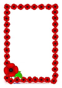 Remembrance Day Poppy A4 Page Borders (SB1778) - SparkleBox