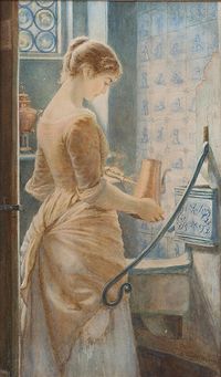 Arthur Foord Hughes  Below Stairs ( watercolour) before 1934  (1856-1934)