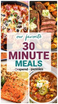 Dinner just got a little easier with this collection of 30 minute meals. It won't take long to make one of these flavorful and tasty dishes, making them great options for those nights on the go.  #30minutemeals #quick30minutemeals #quickandeasy30minutemeals #spendwithpennies