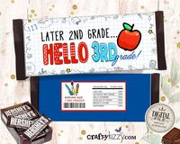 End Of The School Year Graduation Candy Wrapper - Hello 3rd Grade - Class of 2023 Congratulations Candy Bar Labels - Printable Graduation Party Favor Wrappers - INSTANT DOWNLOAD