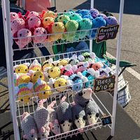 Jessica | Cubie Crochet 🧶 | Some close ups of my market booth on Saturday ☀️ Displays: White wire rack and white wire shelf: Walmart Gold wire baskets: dollar… | Instagram