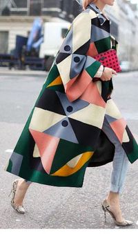 Geometric Print Color Coat - VIVIMARKS