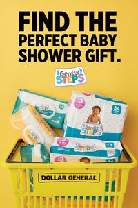 Put together a baby shower basket with diapers from Gentle Steps, available only at Dollar General. #BabyShower #DollarGeneral