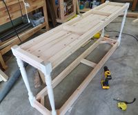 diy console table from stair spindles and old door