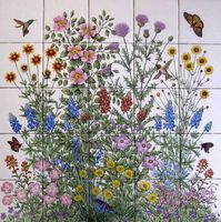 Wildflower Garden Scenes-Custom Tile Art by Julia