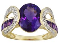 3.25ct Uruguayan Amethyst With 1.00ctw African Amethyst And .09ctw Diamond Accent 10k Gold Ring, 249.99