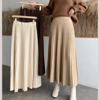 Thick Knitted Elastic High Waist Winter Korean Fashion Women Skirt Folds Loose A-Line Elegant Mid-Calf Long Skirt For Women SEE SIZE CHART IN IMAGES TO SELECT THE CORRECT SIZE. Size guide may have 2-4 cm's difference in making, please you can size up if you are unsure or are in-between sizes. You can always make adjustments and have it taken to a local tailor if required. As this is the made to order item and stitched to your chosen size from the given size chart, this product is non-returnable.