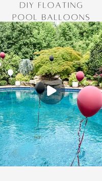 Janine Graff on Instagram: "DIY Floating Pool Balloons 💦🎈 Transform your pool into a party paradise with this DIY balloon decor hack! Securely attach helium balloons to bricks using ribbon or fishing wire for a stylish touch to your next special event. TIP- Be sure to use a skimmer pole to position the bricks on the pool floor where you want them if you are not getting in the pool yourself. Perfect for birthdays, bridal parties, graduations, and more! ✨   #poolpartydecor #diyballoons #floatingpoolballoons #diypartyideas #pooldecor"