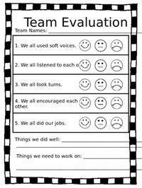 This free product is a Cooperative Team Evaluation Form to be used at the end of a cooperative learning lesson. Its easy layout and smiley system makes it a quick way for team to evaluation their team-work. Personally, I use these at the end of a cooperative lesson and the teams keep them in their team folder.