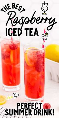 This raspberry iced tea is the perfect refreshing drink on a hot summer day, and this raspberry tea is both sweet and fruity.