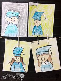 Graduation Directed Drawing and FREE Book Covers - First Grade Blue Skies