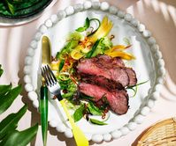 Lemongrass beef with mango and Thai basil recipe | Gourmet Traveller