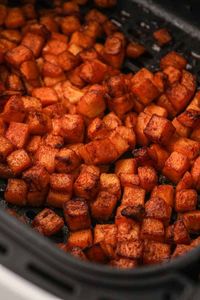 Air fryer butternut squash is loaded with a sweet caramelized flavor made with honey and cinnamon. It even tastes like candy!