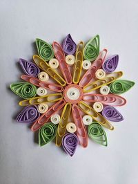 Mandala paper quilled piece. Can be made with different colors as well (message me to discuss color options). This listing is for one piece. Dimensions: 2 1/2 inches x 2 1/2 inches Shipping process takes 1-3 days. Thank you for shopping here