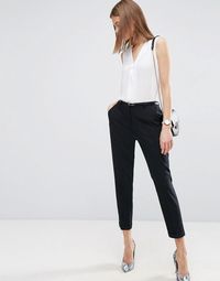 ASOS The Slim Tailored Cigarette Pants With Belt - Black