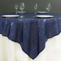 72" x 72" Navy Blue Sequin Square Overlay