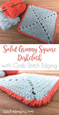 Free pattern for a simple granny square dishcloth with crab stitch edging, aka reverse single crochet.