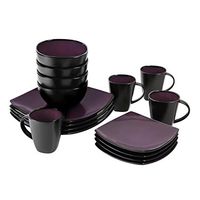 Amazon.com | Gibson Elite 61221.16RM Soho Lounge 16-Piece Square Reactive Glaze Dinnerware Set, Blue: Dinnerware Sets