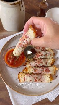 730K views · 36K reactions | Pizza Roll-Ups
This is a quick and easy snack/lunch that is super low in carbs. 🙌🏼
You can find this and other delicious recipes in my Kristy’s Keto Recipes Cookbook. 
www.Kristysketolifestyle.com/shop

RECIPE - Makes 6
INGREDIENTS:
6 slices of mozzarella cheese 
24 slices of pepperoni 
1 tsp dried oregano 
1/2 tsp red pepper flakes 

STEPS:
1. Preheat oven to 375 F. 
2. Place the mozzarella cheese slices spread apart on a parchment lined pan. 
3. Top with pepperoni slices, oregano and crushed red pepper flakes if desired. 
4. Bake at 375 F for 7 minutes. 
5. Take them out of the oven and blot the excess grease with a paper towel if needed. 
6. Roll them up and dip in low carb pizza sauce! 😋

NUTRITION: 1 roll | 1.2g net carbs | 1.3g total carbs | 0.1g fiber